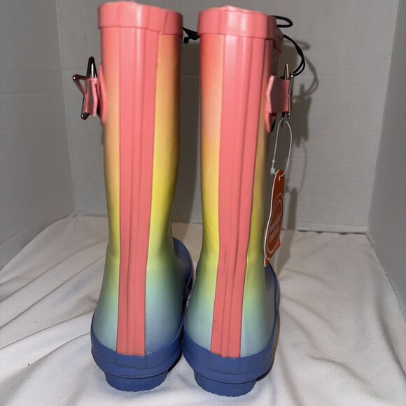 Wonder Nation Girls  Rainbow Colors Rain Boots Size 13-1 Water resistant  New - Picture 2 of 9